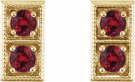 14K Yellow Natural Ruby Two-Stone Earrings