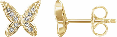 14K Yellow Gold .07 CTW Natural Diamond Butterfly Youth Earrings