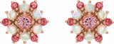 14K Rose Natural Pink Tourmaline & Natural Ethiopian Opal Cabochon Earrings