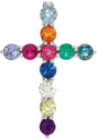 14K White Gold Natural Multi-Gemstone & .03 CT Natural Diamond Cross 16-18" Necklace