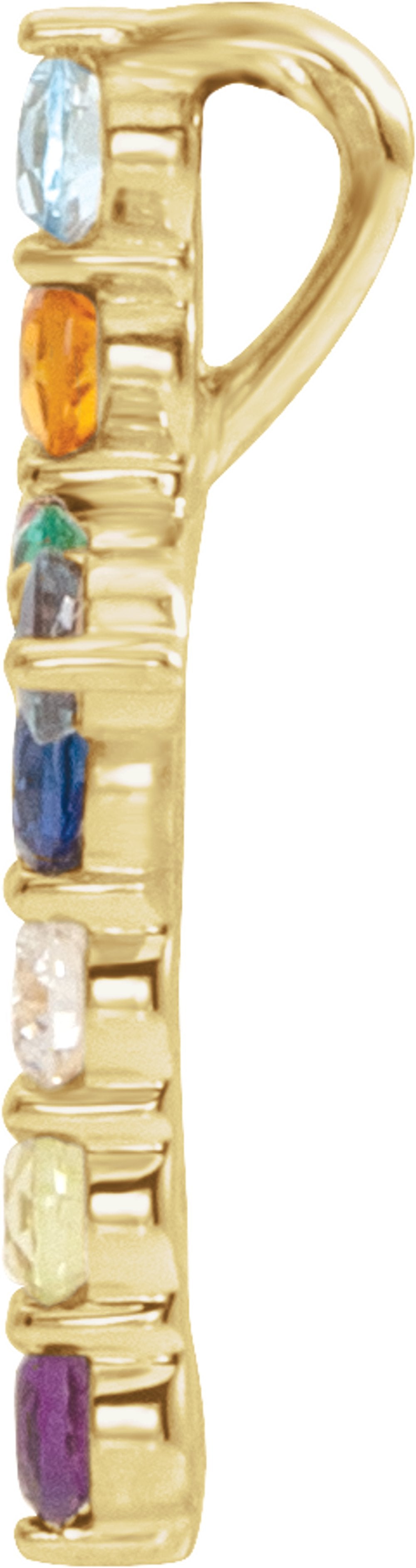 14K Yellow Gold Natural Multi-Gemstone & .03 CT Natural Diamond Cross 16-18" Necklace