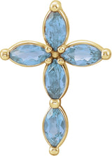 14K Yellow Gold Natural Aquamarine Cross Pendant