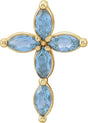 14K Yellow Gold Natural Aquamarine Cross Pendant