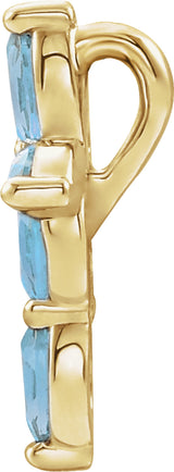 14K Yellow Gold Natural Aquamarine Cross Pendant