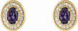 14K Yellow 7x5 mm Lab-Grown Alexandrite & 1/6 CTW Natural Diamond Halo-Style Earrings
