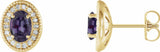 14K Yellow 7x5 mm Lab-Grown Alexandrite & 1/6 CTW Natural Diamond Halo-Style Earrings