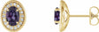 14K Yellow Gold 7x5 mm Lab-Grown Alexandrite & 1/6 CTW Natural Diamond Halo-Style Earrings