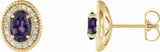 14K Yellow Gold 7x5 mm Lab-Grown Alexandrite & 1/6 CTW Natural Diamond Halo-Style Earrings