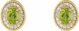 14K Yellow Gold 6x4 mm Natural Peridot & 1/5 CTW Natural Diamond Halo-Style Earrings