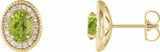 14K Yellow Gold 6x4 mm Natural Peridot & 1/5 CTW Natural Diamond Halo-Style Earrings