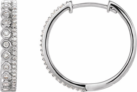 14K White Gold 1/3 CTW Natural Diamond Geometric 19.1 mm Hoop Earrings