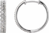 14K White Gold 1/3 CTW Natural Diamond Geometric 19.1 mm Hoop Earrings