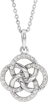 14K White Gold 1/8 CTW Natural Diamond Five-Fold Celtic-Inspired 16-18" Necklace