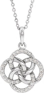 14K White Gold 1/8 CTW Natural Diamond Five-Fold Celtic-Inspired 16-18" Necklace