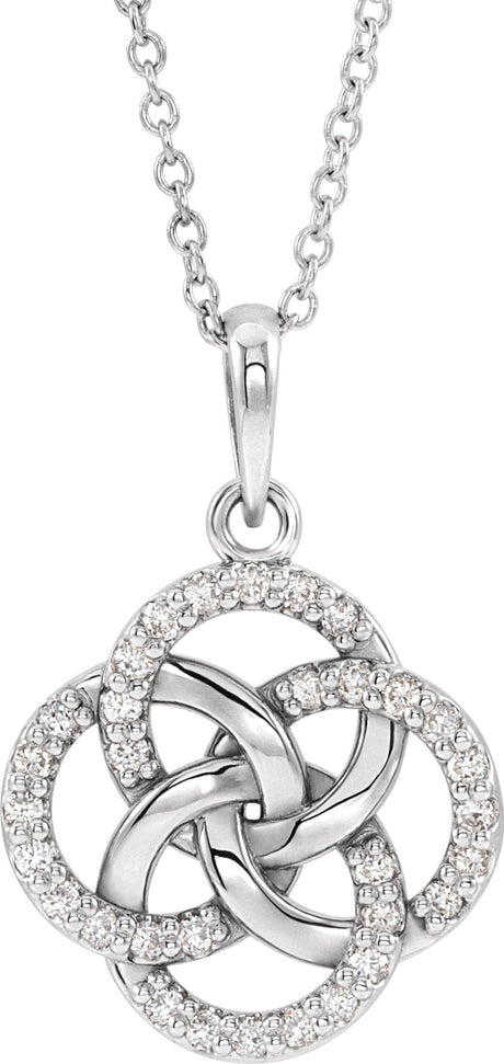 14K White Gold 1/8 CTW Natural Diamond Five-Fold Celtic-Inspired 16-18" Necklace