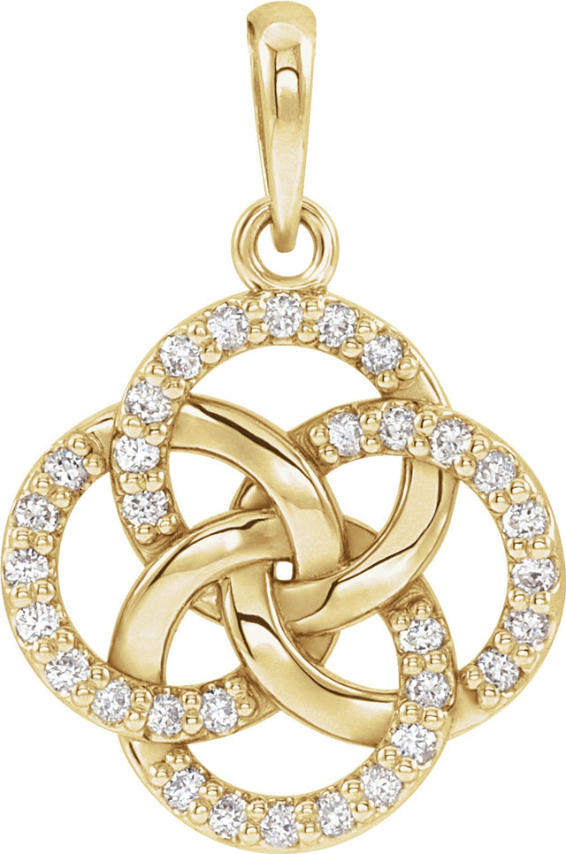 14K Yellow 1/8 CTW Natural Diamond Five-Fold Celtic-Inspired Pendant