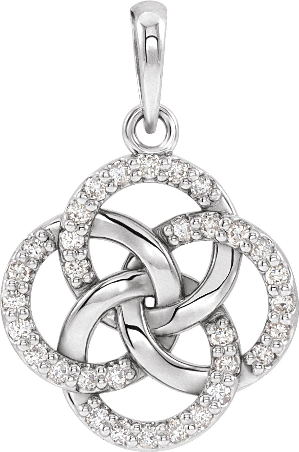 14K White 1/8 CTW Natural Diamond Five-Fold Celtic-Inspired Pendant