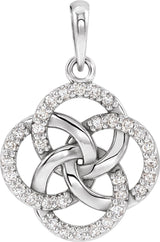 14K White 1/8 CTW Natural Diamond Five-Fold Celtic-Inspired Pendant