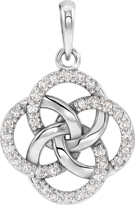 14K White 1/8 CTW Natural Diamond Five-Fold Celtic-Inspired Pendant