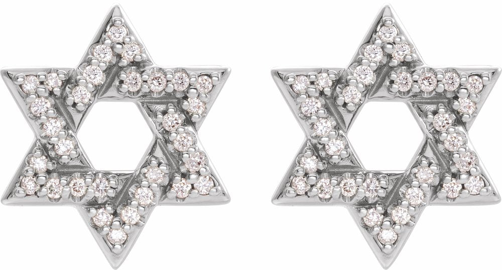 14K White Gold 1/8 CTW Natural Diamond Star of David Earrings