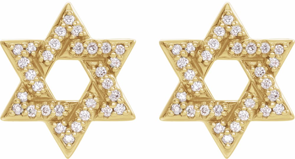 14K Yellow 1/8 CTW Natural Diamond Star of David Earrings