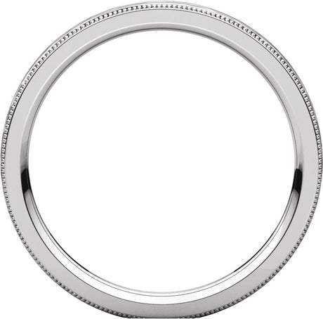 14K White Gold 2 mm Milgrain Edge Comfort-Fit Flat Band Size 7