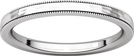 14K White Gold 2 mm Milgrain Edge Comfort-Fit Flat Band Size 7