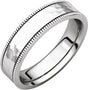 14K White 5 mm Flat Milgrain Band with Satin & Hammered Texture Size 10