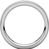 14K White 5 mm Flat Milgrain Band with Satin & Hammered Texture Size 10