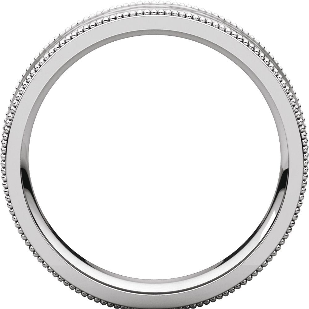 14K White Gold 5 mm Milgrain Edge Comfort-Fit Flat Band Size 8