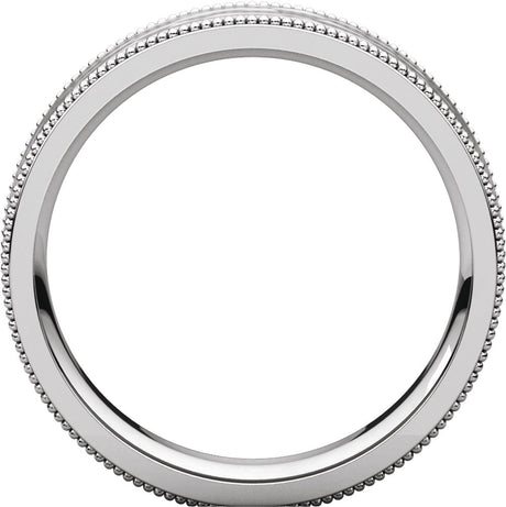 14K White Gold 5 mm Milgrain Edge Comfort-Fit Flat Band Size 8