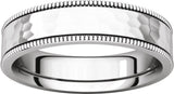 14K White Gold 5 mm Milgrain Edge Comfort-Fit Flat Band Size 8