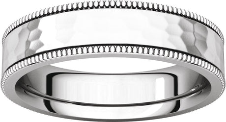 14K White Gold 5 mm Milgrain Edge Comfort-Fit Flat Band Size 8