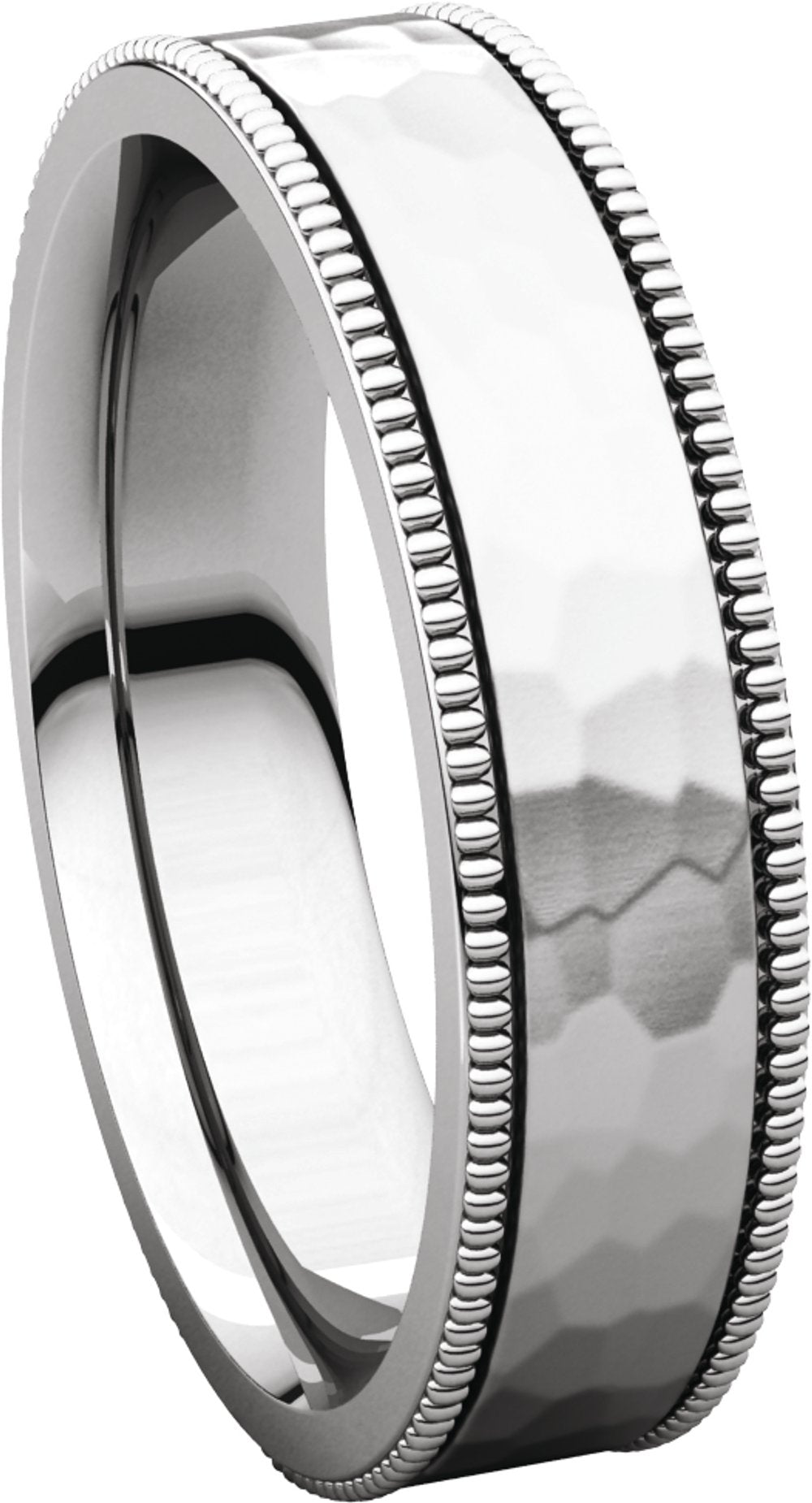 14K White Gold 5 mm Milgrain Edge Comfort-Fit Flat Band Size 8