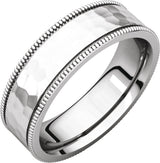14K White Gold 6 mm Milgrain Edge Comfort-Fit Flat Band Size 10.5