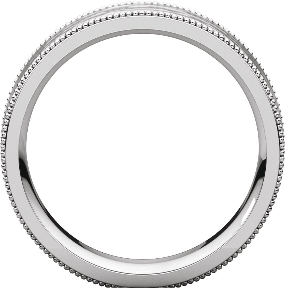 14K White Gold 6 mm Milgrain Edge Comfort-Fit Flat Band Size 9