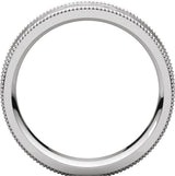 14K White Gold 6 mm Milgrain Edge Comfort-Fit Flat Band Size 9