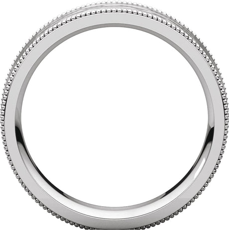 14K White Gold 6 mm Milgrain Edge Comfort-Fit Flat Band Size 10.5