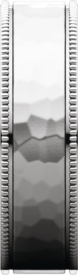 14K White Gold 6 mm Milgrain Edge Comfort-Fit Flat Band Size 10.5