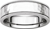 14K White Gold 6 mm Milgrain Edge Comfort-Fit Flat Band Size 10.5