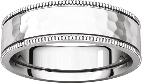 14K White Gold 6 mm Milgrain Edge Comfort-Fit Flat Band Size 10.5
