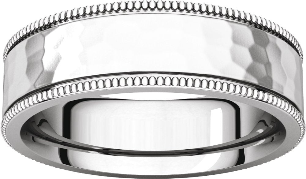 14K White Gold 6 mm Milgrain Edge Comfort-Fit Flat Band Size 9