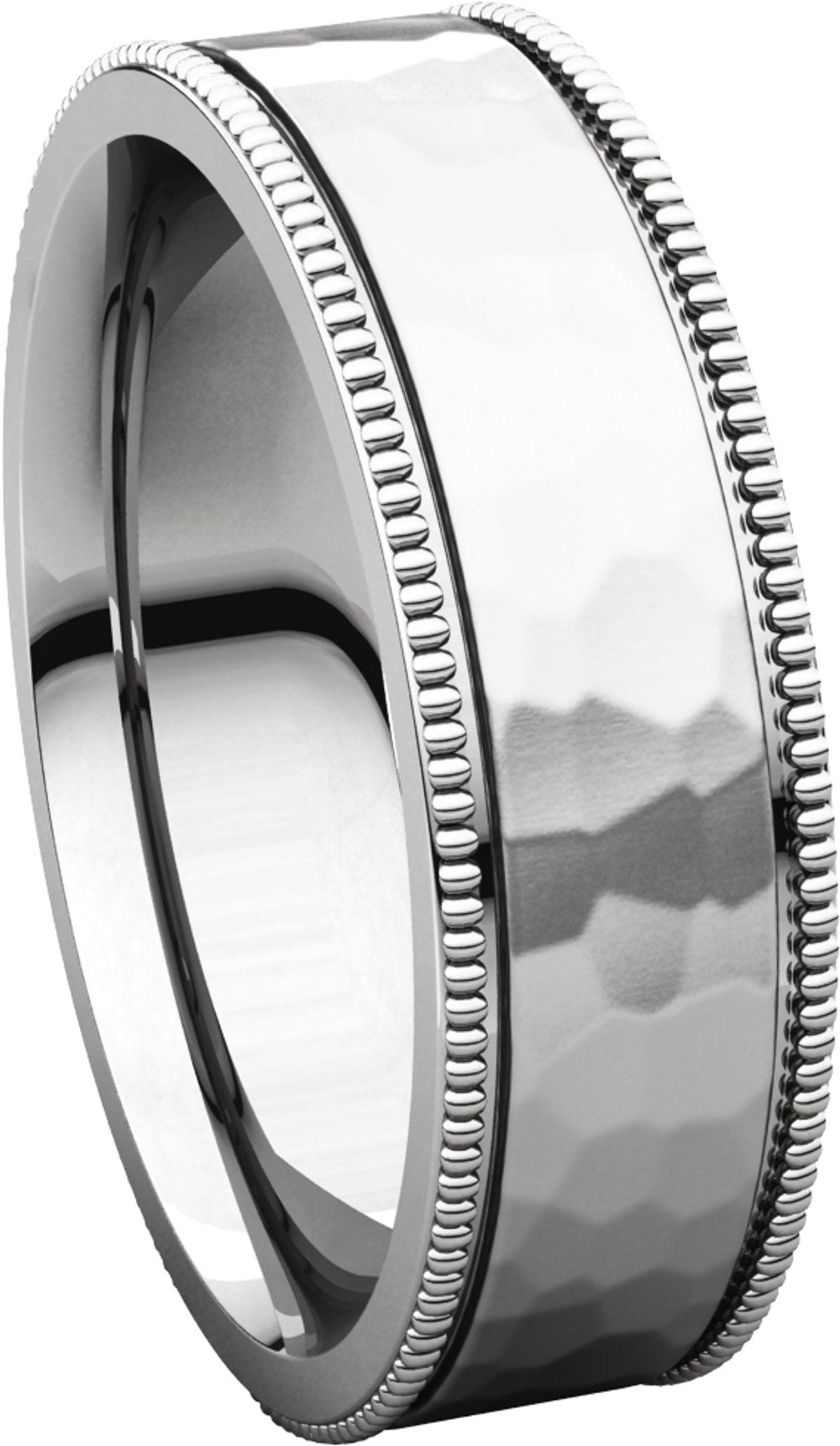 14K White Gold 6 mm Milgrain Edge Comfort-Fit Flat Band Size 9