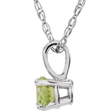 14K White 3 mm Imitation Peridot Youth Solitaire 14" Necklace