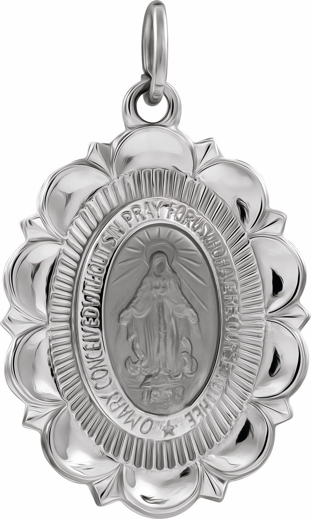 Sterling Silver 22x16 mm Oval Miraculous Medal