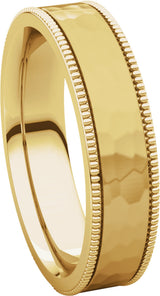 14K Yellow Gold 5 mm Milgrain Edge Comfort-Fit Flat Band Size 7