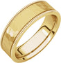 14K Yellow 6 mm Flat Milgrain Band with Satin & Hammered Texture Size 9