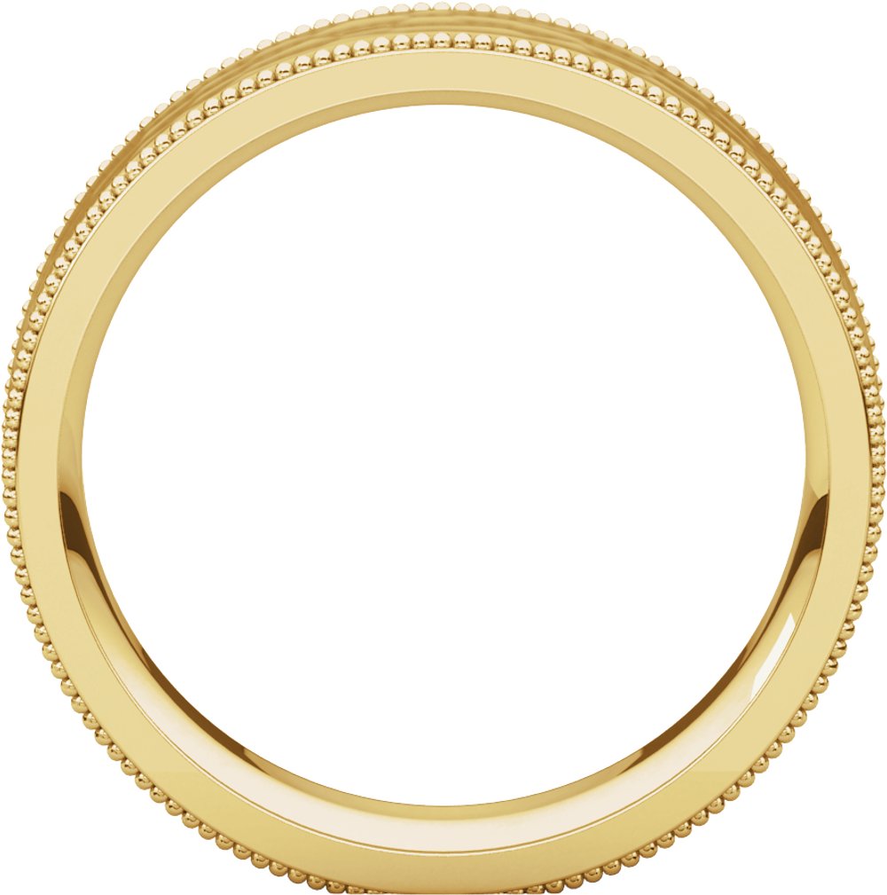 14K Yellow 6 mm Flat Milgrain Band with Satin & Hammered Texture