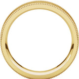 14K Yellow 6 mm Flat Milgrain Band with Satin & Hammered Texture