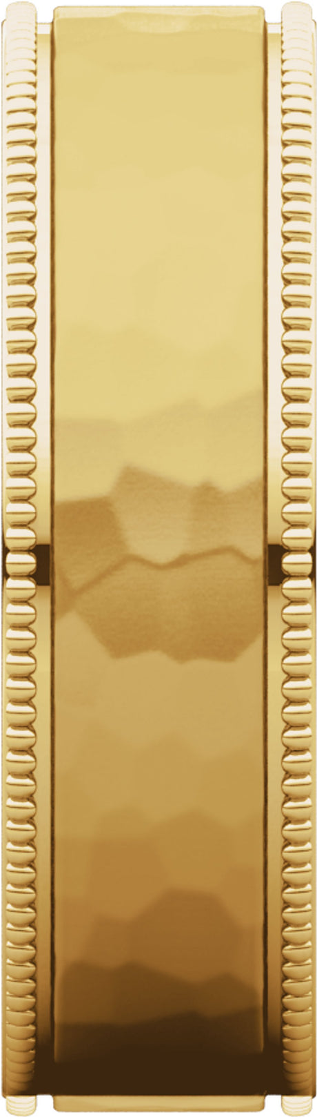 14K Yellow 6 mm Flat Milgrain Band with Satin & Hammered Texture